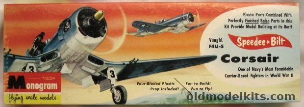 Monogram Speedee-Bilt Vought F4U-5 Corsair Flying Scale Model - (F4U5), G14-100 plastic model kit